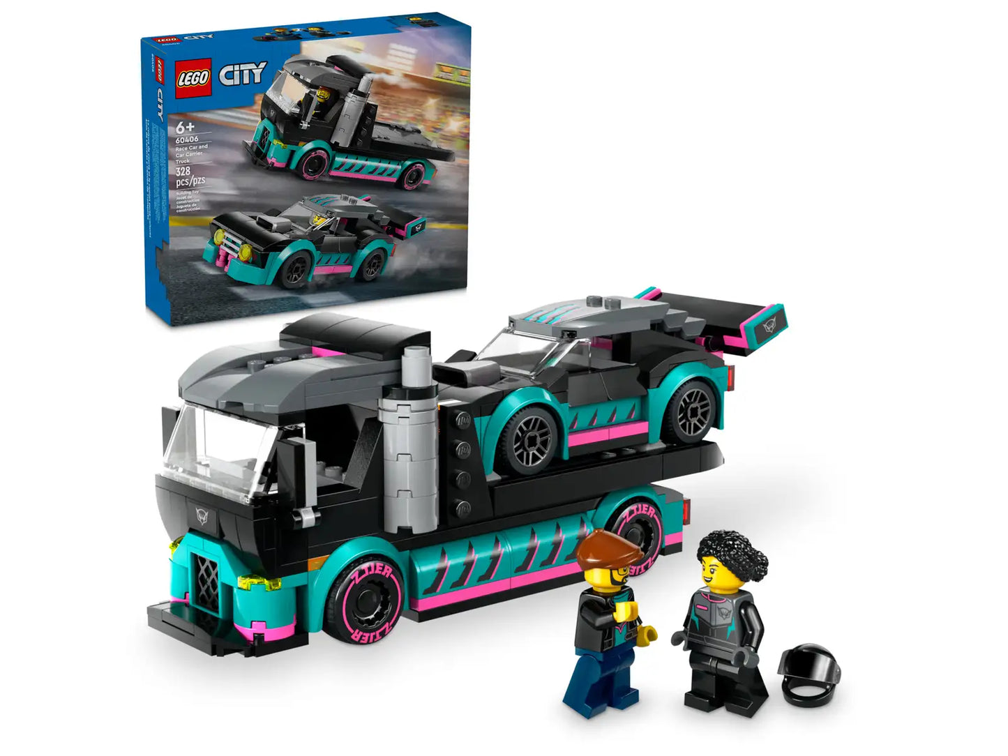 Race Car And Car Carrier Truck #60406