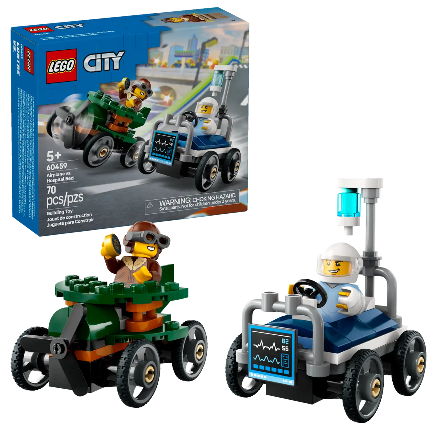 Airplane vs. Hospital Bed Race Car Pack #60459
